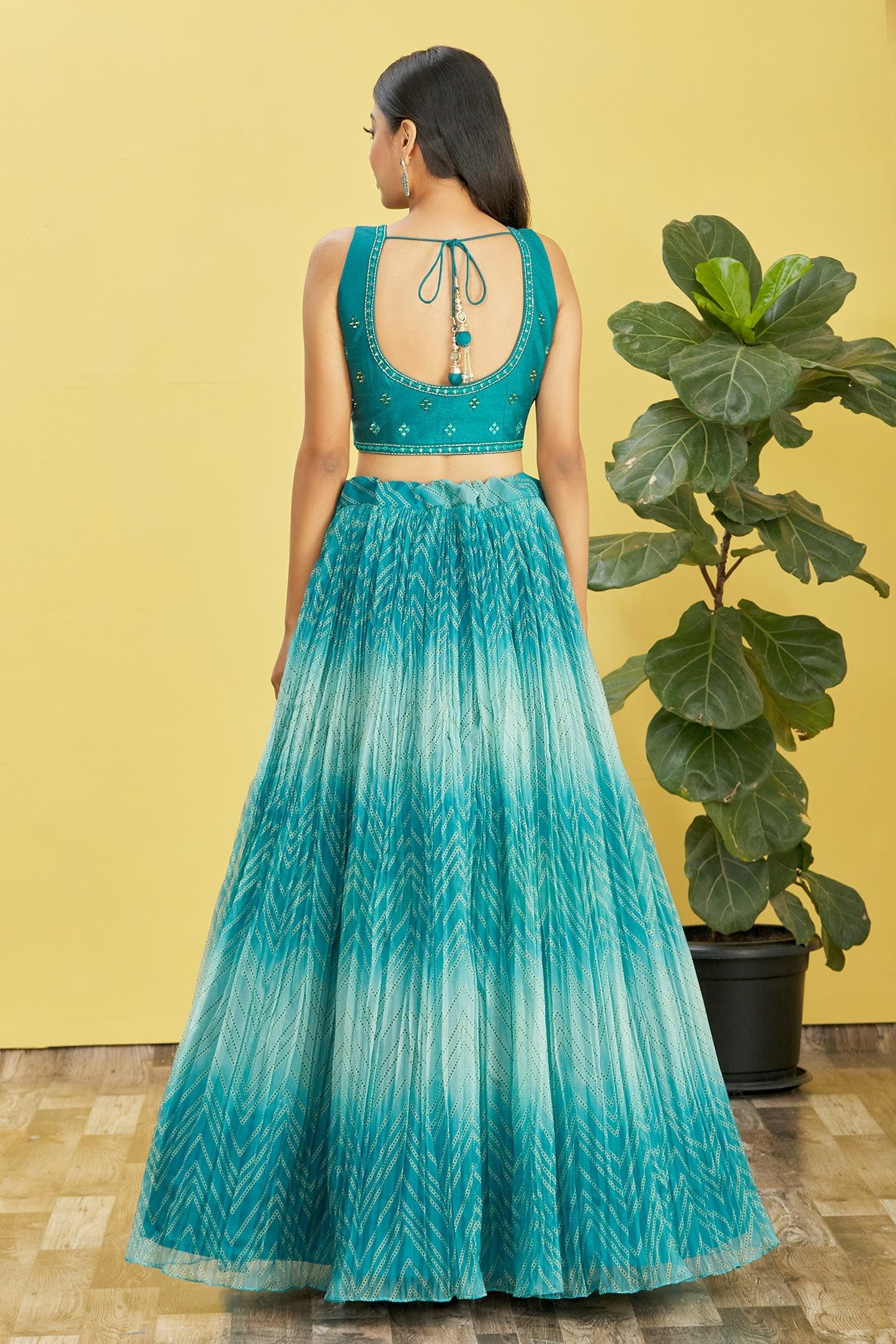 Blue Color ORGANZA Real Mirror with Thread, Zari, Sequins Embroidered And Digital Print Work Lehenga Choli