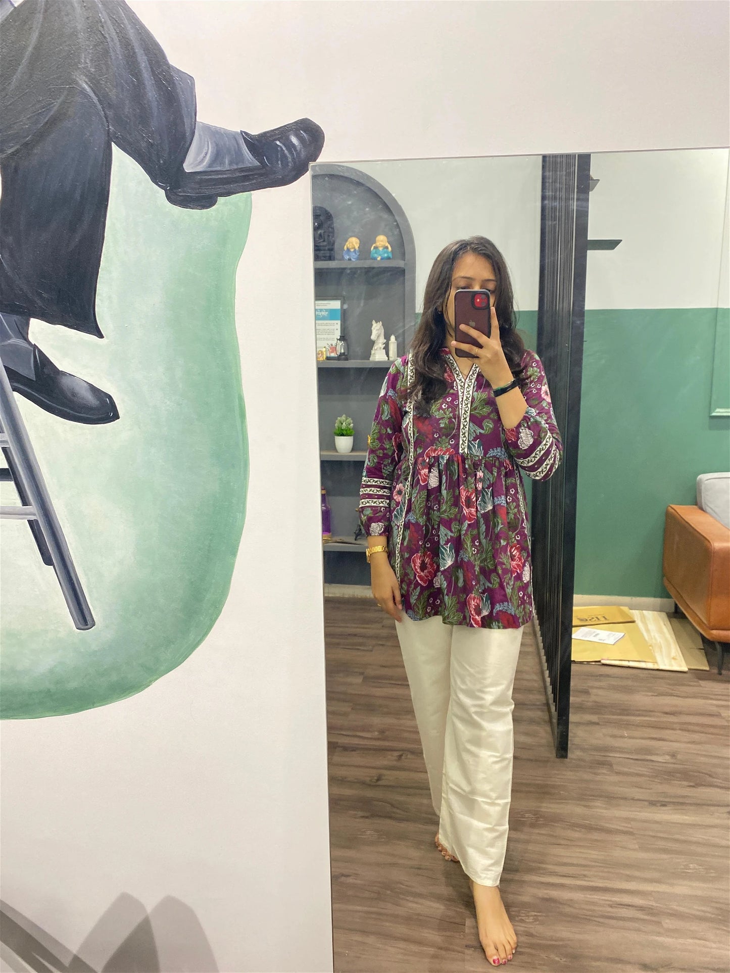 Silvi Wine Floral Printed Western Top Collection