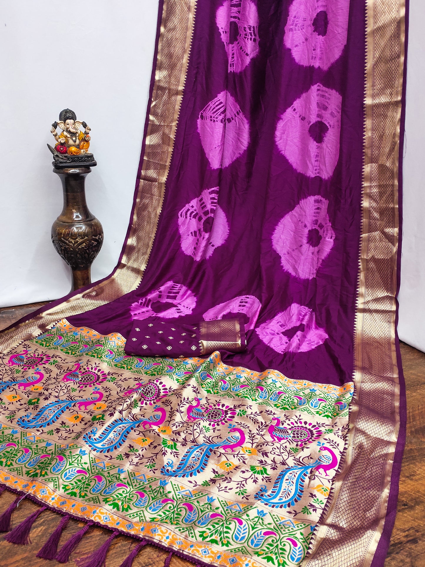 Purple Color Premium And High Quality,Comfortable Sibori Work With Soft Dola Silk Drapes