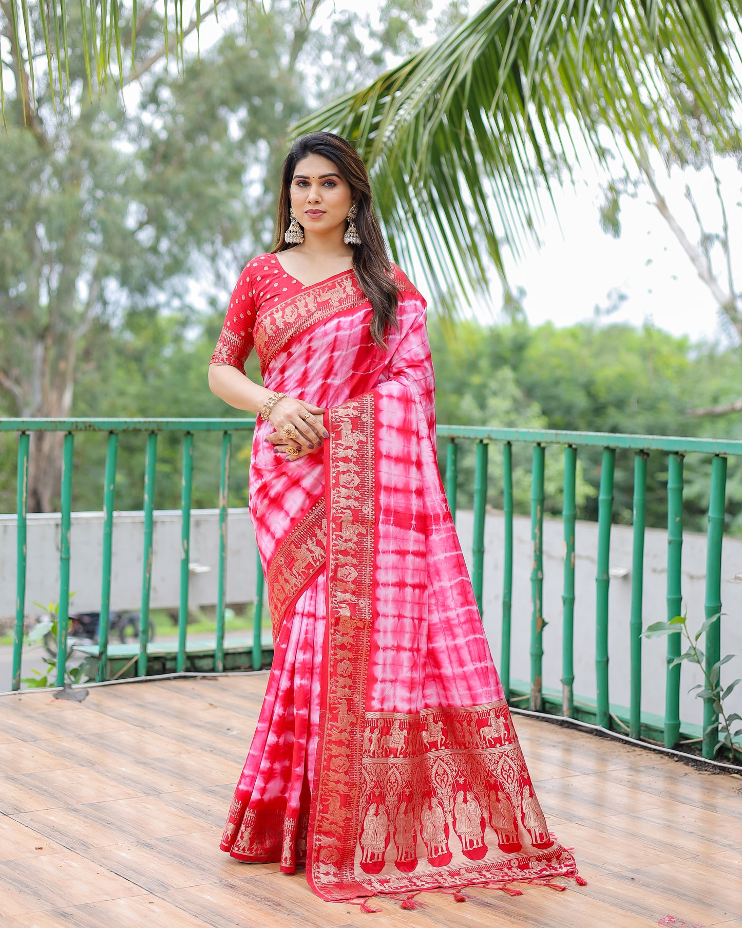 Pink Color Premium And High Quality,Comfortable Sibori Work With Soft Dola Silk Saree