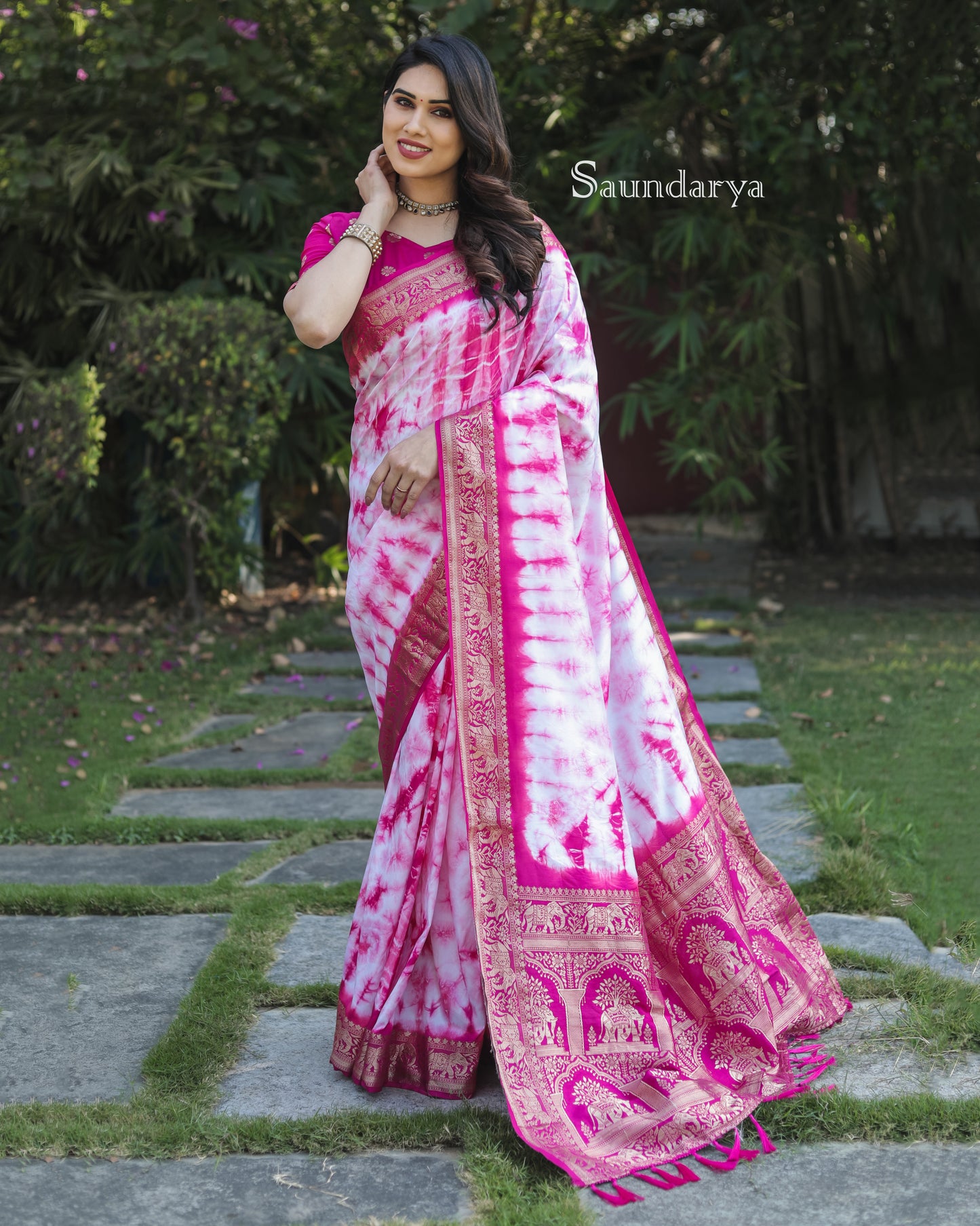 Pink Color New Premium And High Quality,Comfortable Sibori Work With Soft Dola Silk