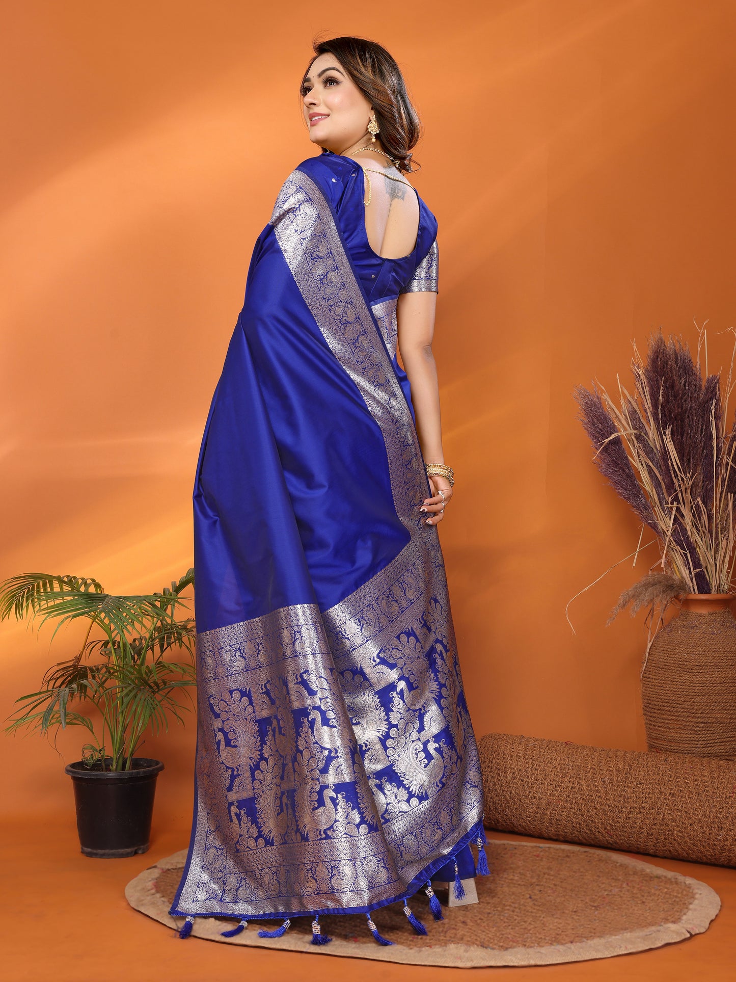 Blue Ruby Banarasi silk saree with beautiful Gala weaving exclusive work soft comfy
