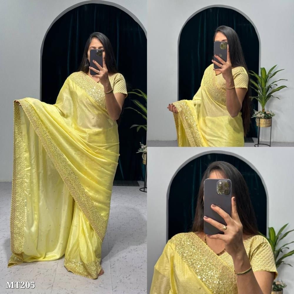 3mm SEQUINS & ZARI EMBROIDERY WORK WITH CUT WORK BORDER - 3mm SEQUINS & ZARI EMBROIDERY WORK WITH CUT WORK BORDER