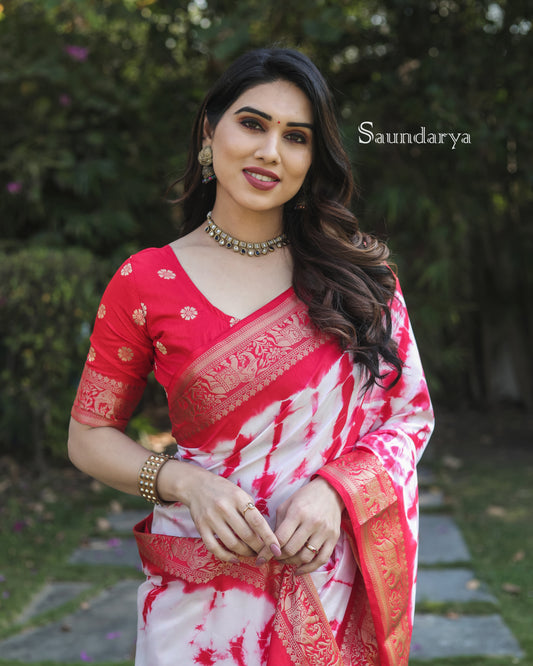 लाल रंग नया प्रीमियम और उच्च गुणवत्ता, नरम डोला रेशम के साथ आरामदायक सिबोरी काम