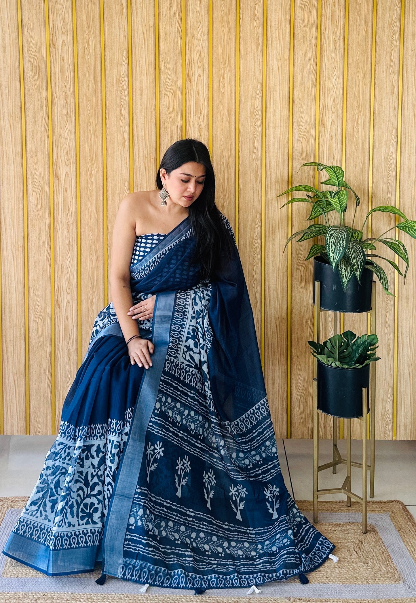 Soft Linen Cotton Digital Print Saree Very Premium And Rich Quality