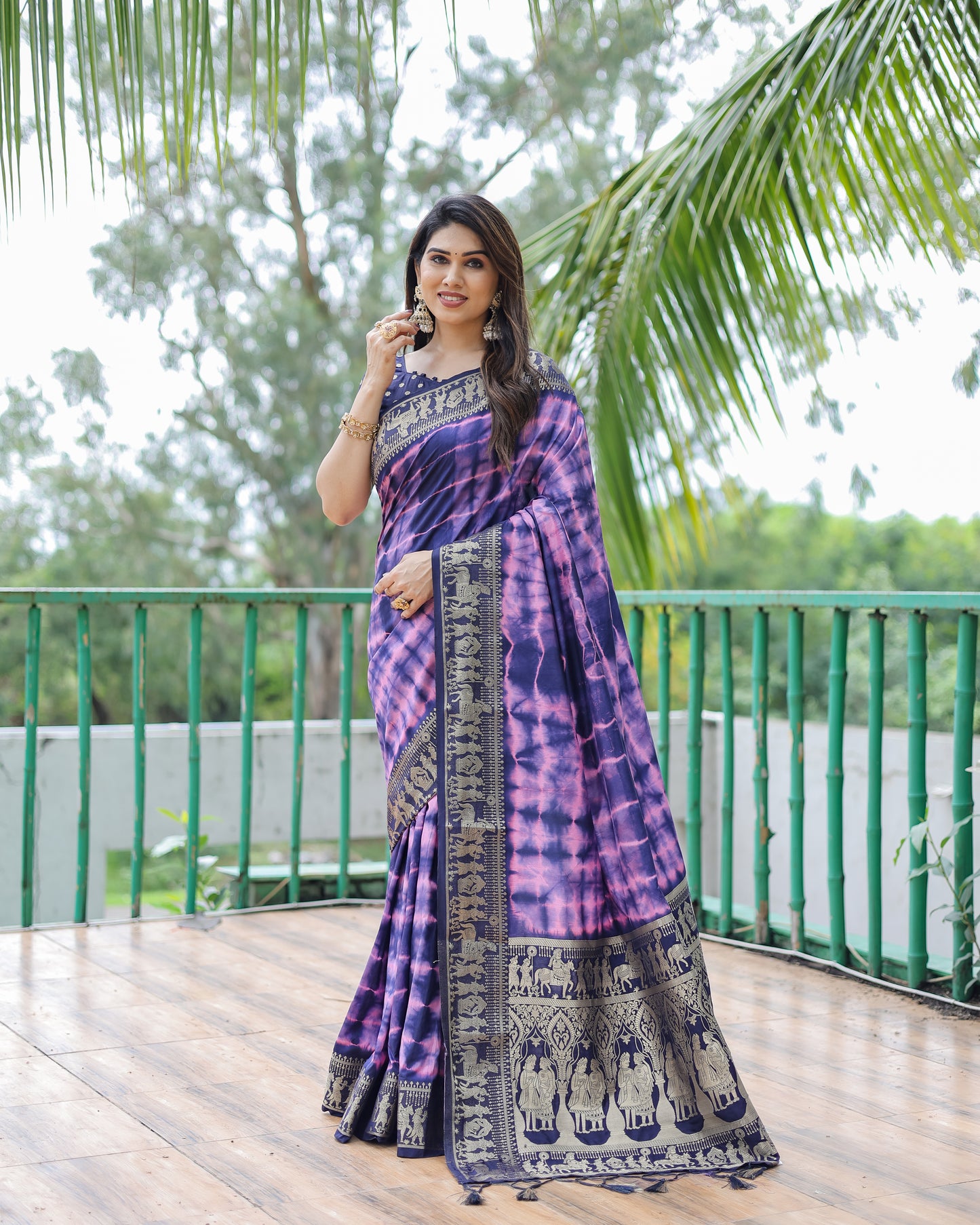 Purple Color Premium And High Quality,Comfortable Sibori Work With Soft Dola Silk Saree