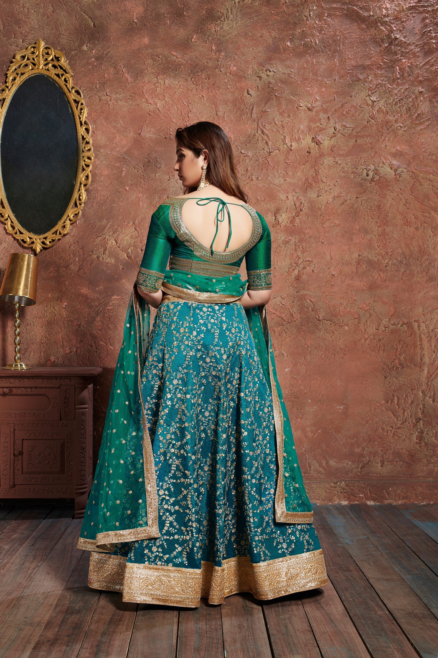 Green Color Art Silk Zari, Sequins And Dori Embroidery Work Lehenga Choli