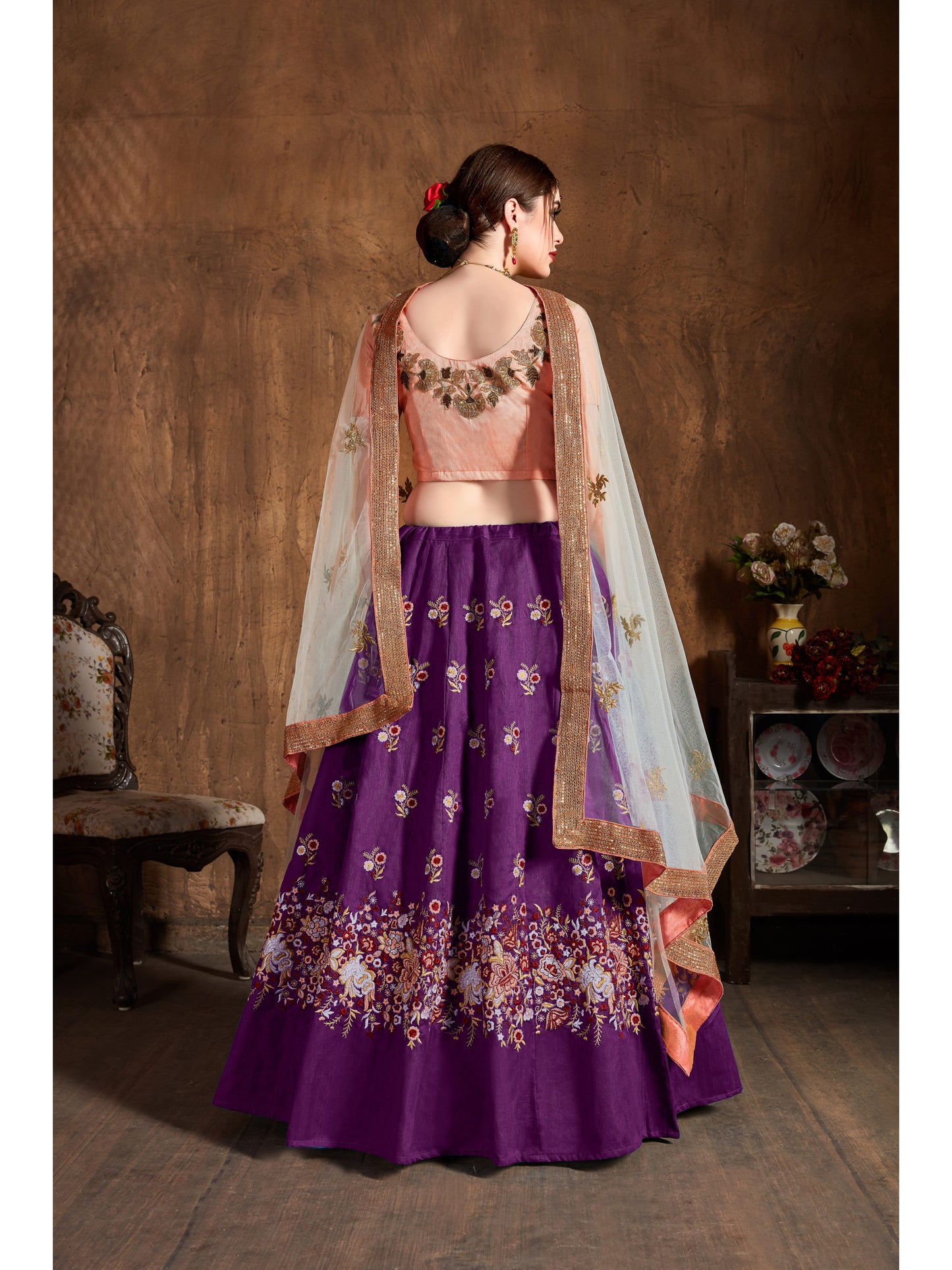 Purple Color SEQUINS, RESHAM THREAD AND DORI EMBROIDERY Lehenga Choli