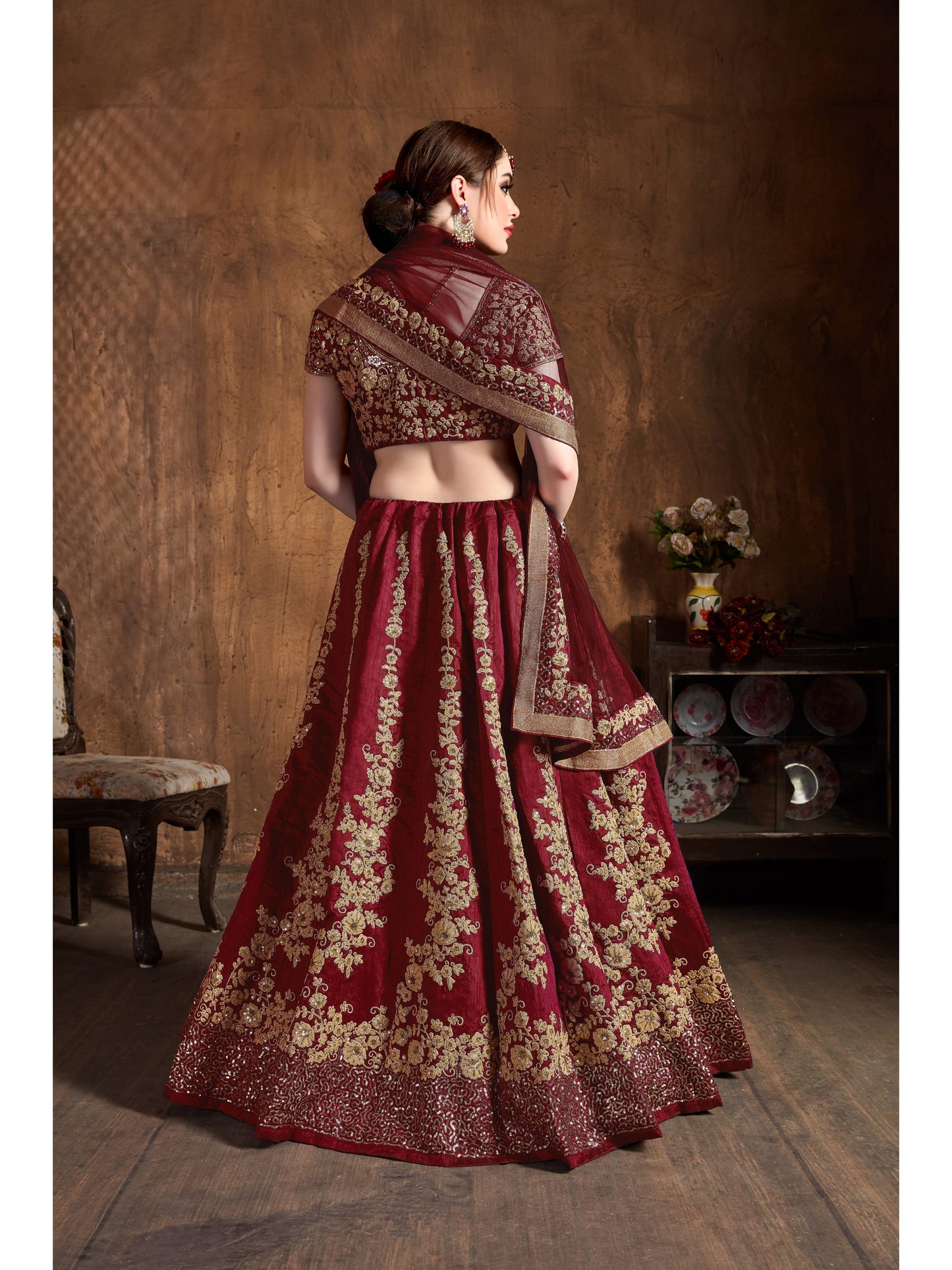 Maroon Color DORI AND SEQUINS EMBROIDERY Lehenga Choli
