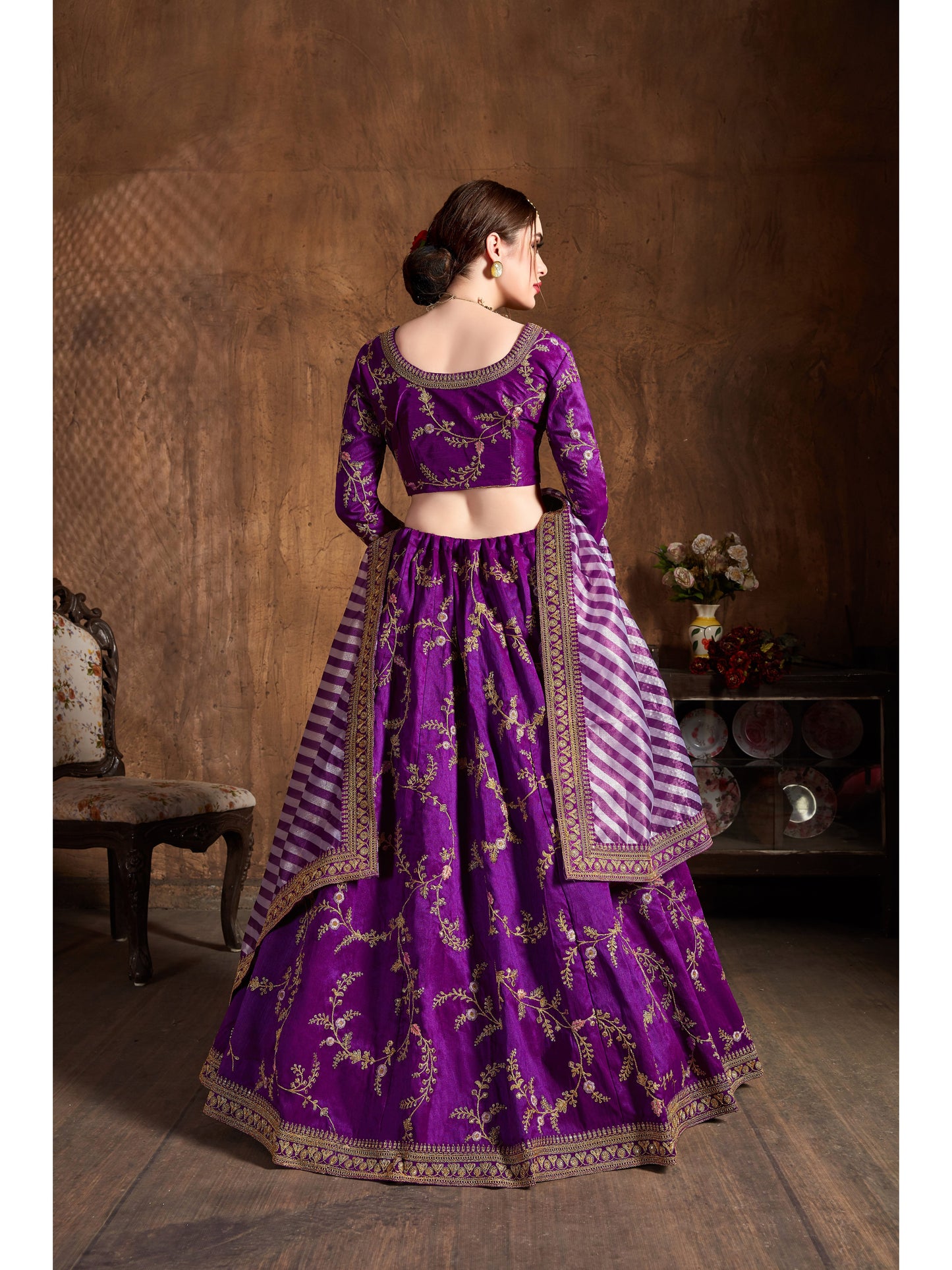 Purple Color ZARI, SEQUINS, THREAD AND DORI EMBROIDERY Lehenga Choli