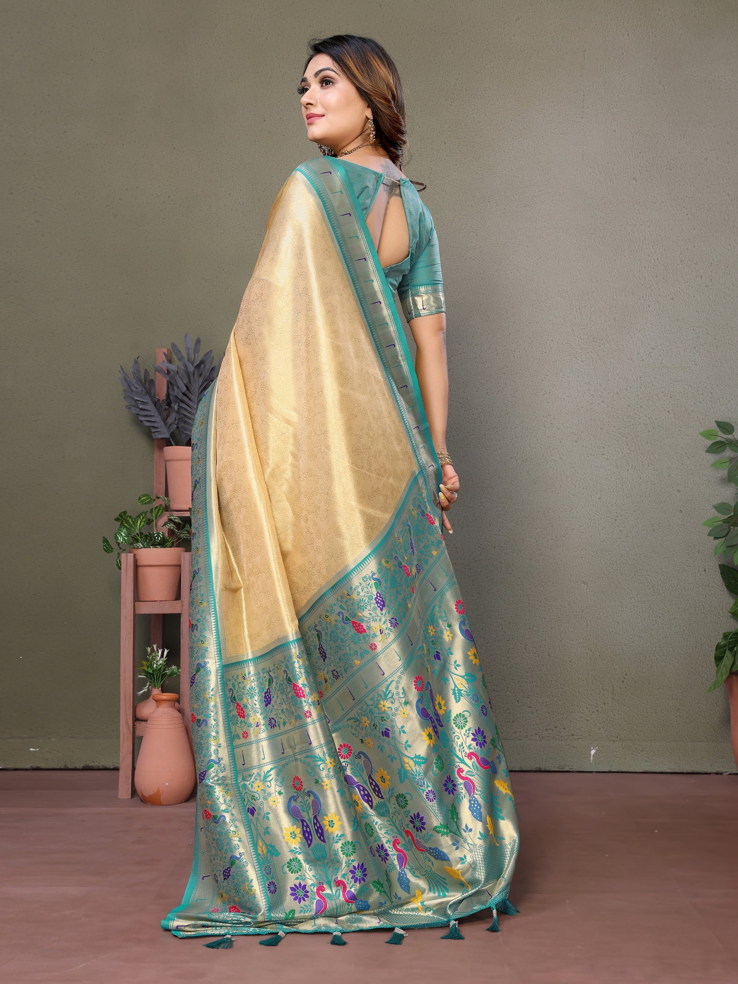 Sky Blue Mrudangi pure banarasi tissue silk sarees With weaving butties