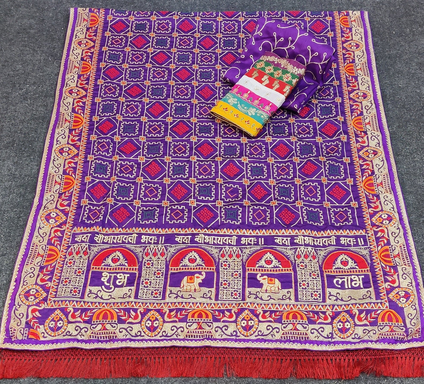 Shubh Laabh Purple Panetar Saree For wedding And Baby Shower Special Collection