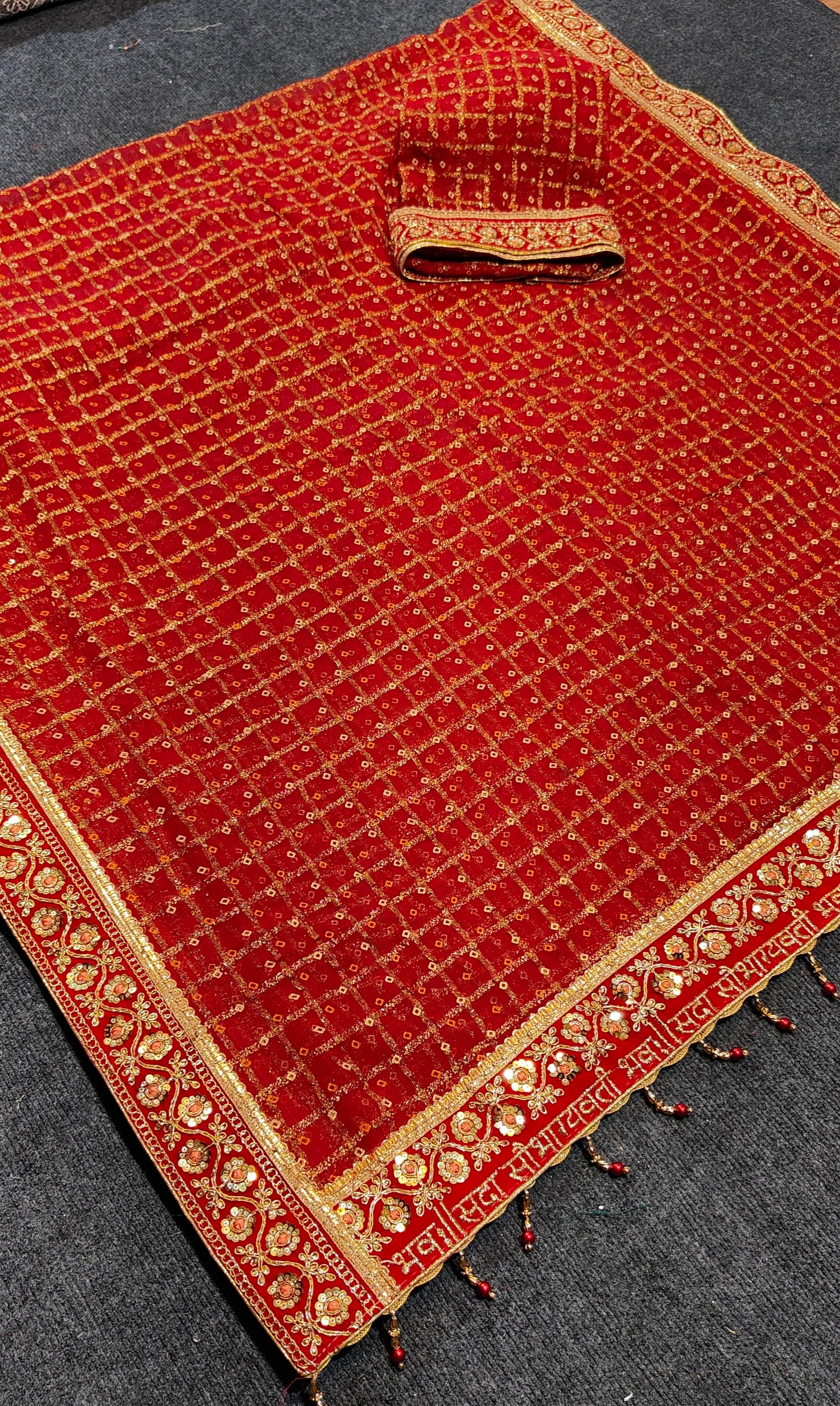 Savitri Brata RED COLOUR SPECIAL SAUBHAGYAVATI BHAVA SAREE niku