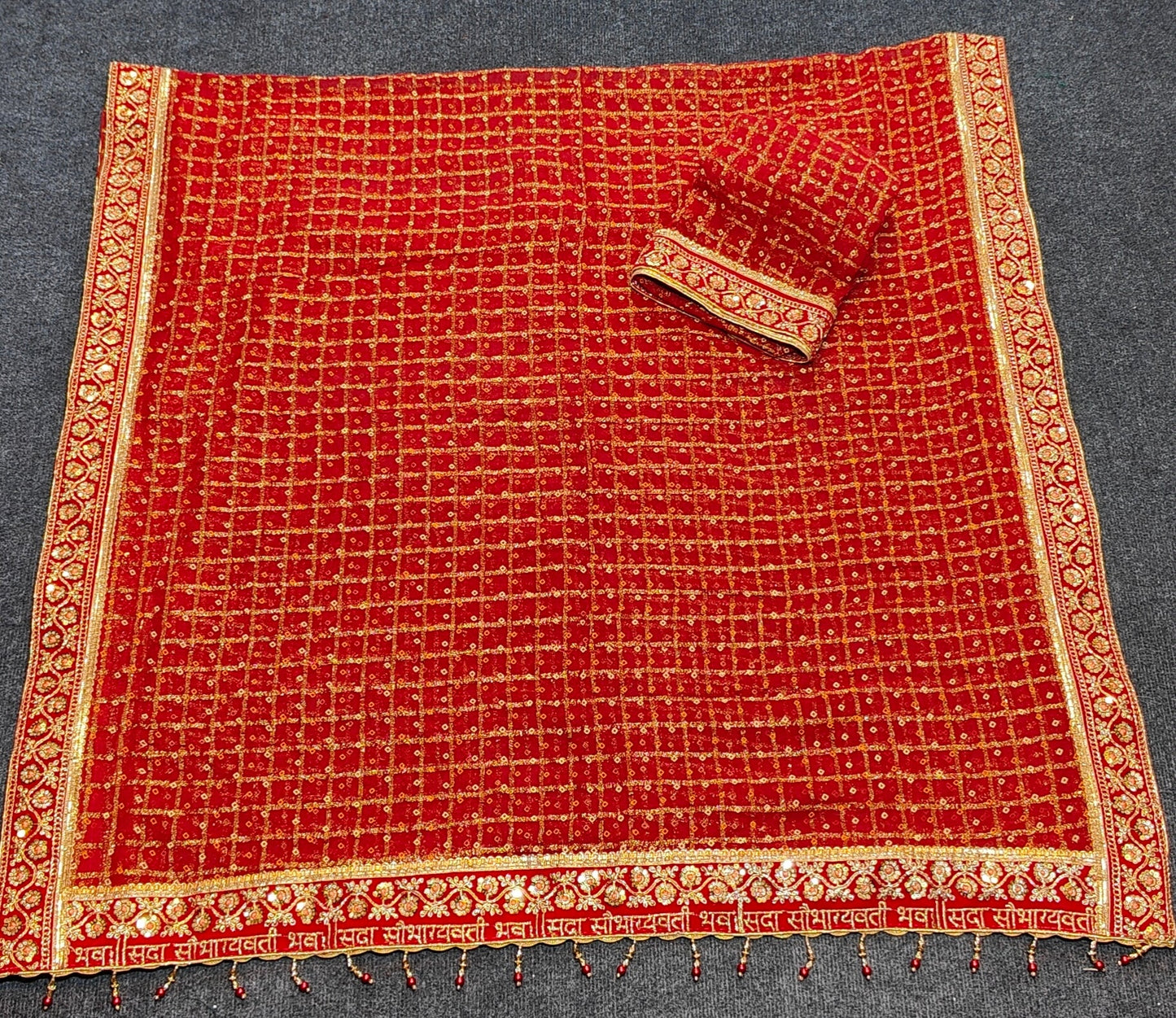 Pure Viscose Red Colour Saubhagyavati Bhava Ghatchola Saree