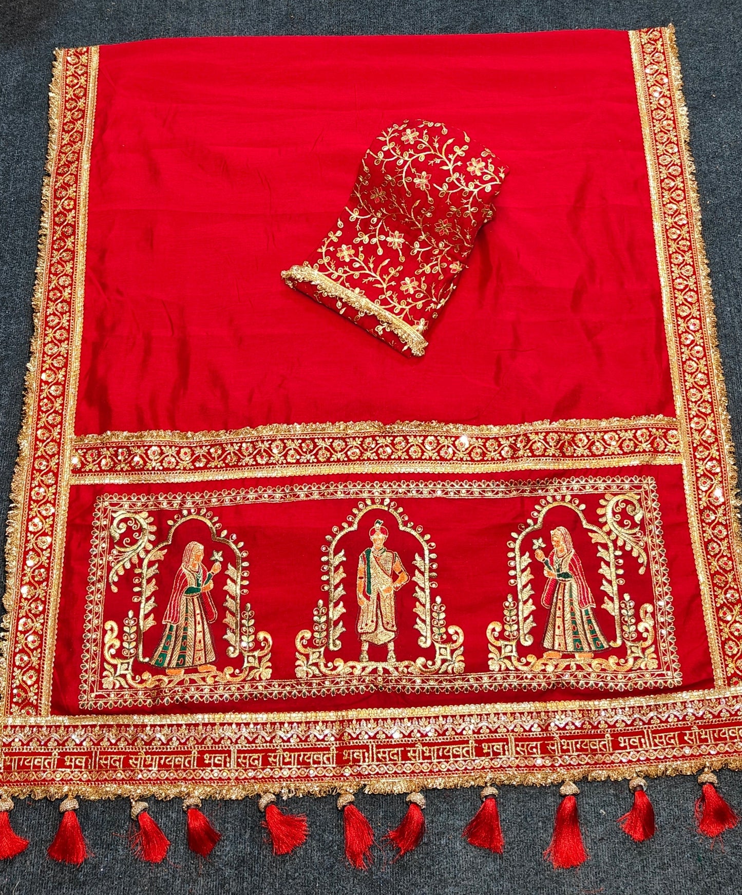 Wedding Special Red Gold Panetar Saree With Blouse