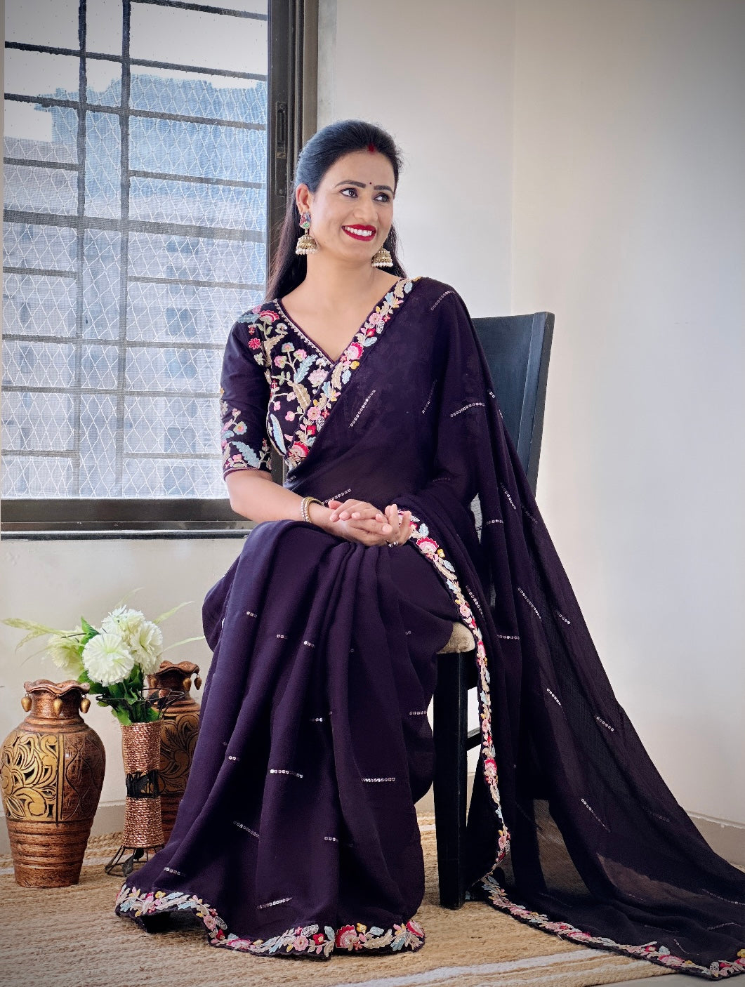 शुद्ध खिल प्राकृतिक शिफॉन शराब थोक फैंसी साड़ियों