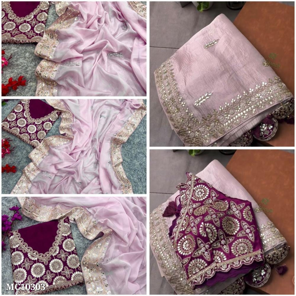 एप्पल ऑर्गेना वर्क गोटापट्टी सीक्वेंस कढ़ाई वर्क