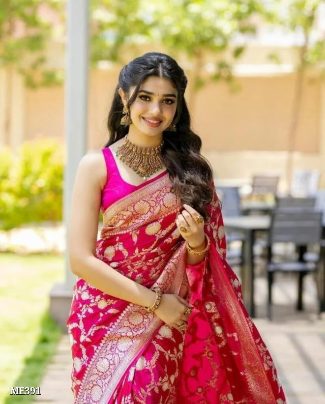 Banarasi saree Work On All Over The Saree with blouse