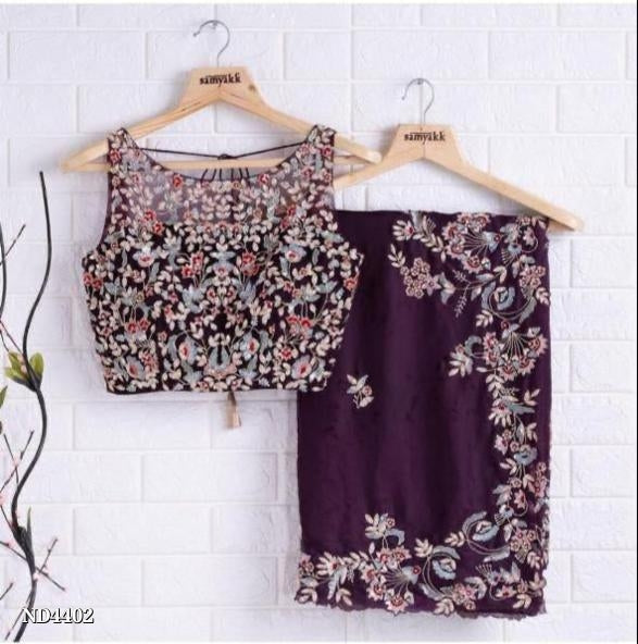 ऑर्गेंज़ा सिल्क फैंसी हाथ कढ़ाई, मोटी रेसोम टिकी स्टोन काम फैंसी कढ़ाई के साथ पूर्ण काम