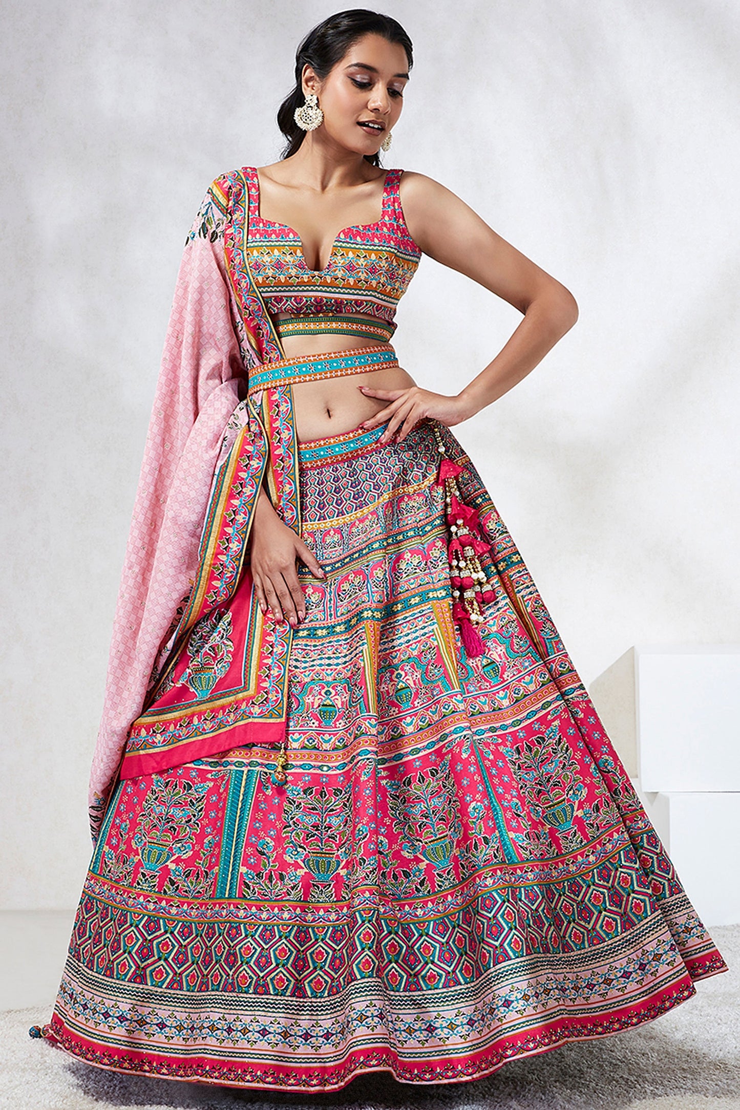 Printed Rani Designer 3 Piece Lehenga Choli In Georgette Fabric
