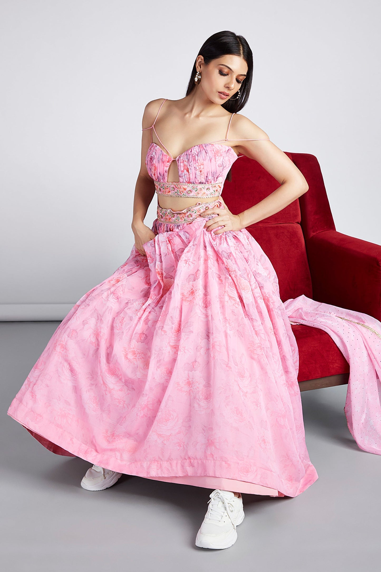 Pink Color Printed Designs Wedding Wear Lehenga And Enigmatic Blouse