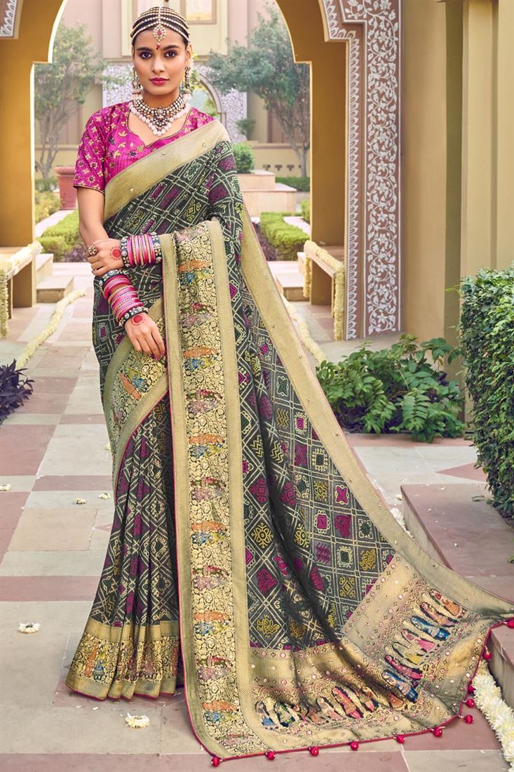 Georgette Fabric Multi Color Wedding Wear Glamorous Saree