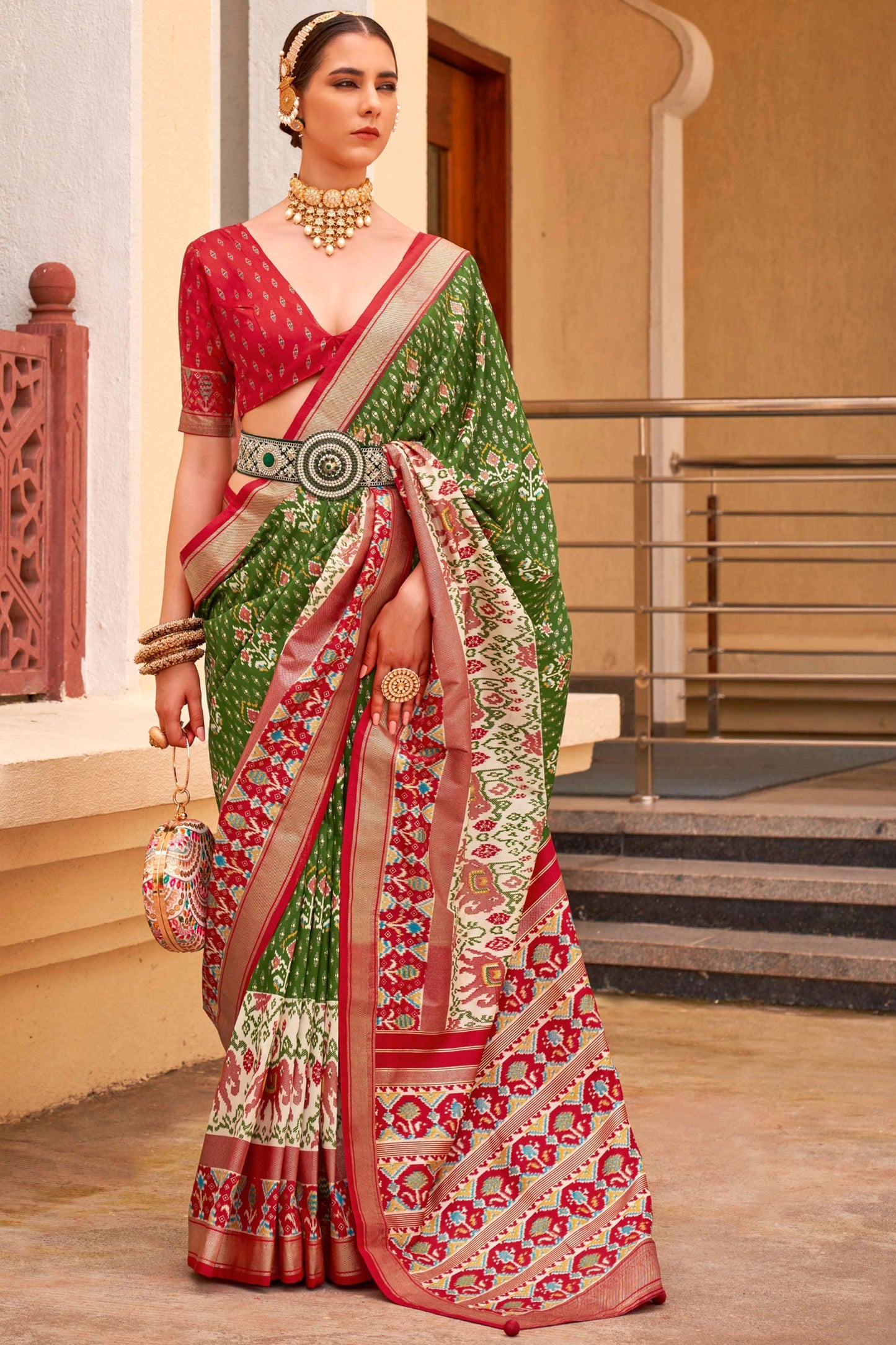 Green Exclusive Printed Patola Silk Sarees