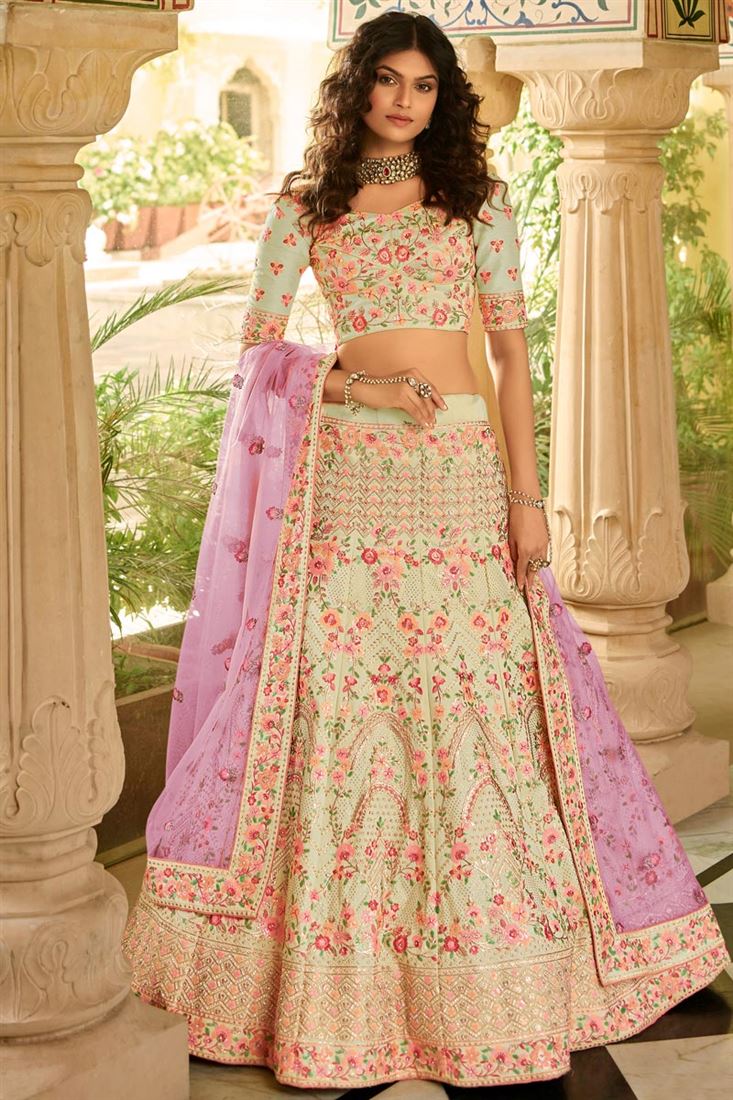 Exclusive Beige Color Function Wear Embroidered Designer Lehenga Choli
