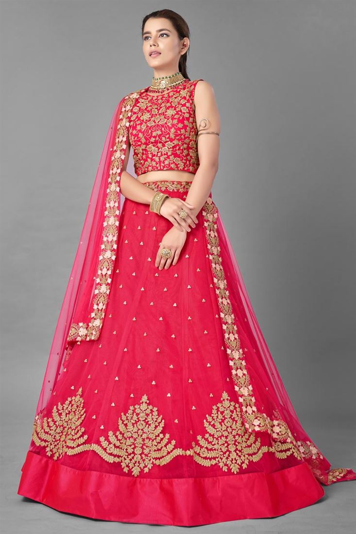 एक्सक्लूसिव नेट फैब्रिक वेडिंग वियर फैंसी वर्क लहंगा चोली