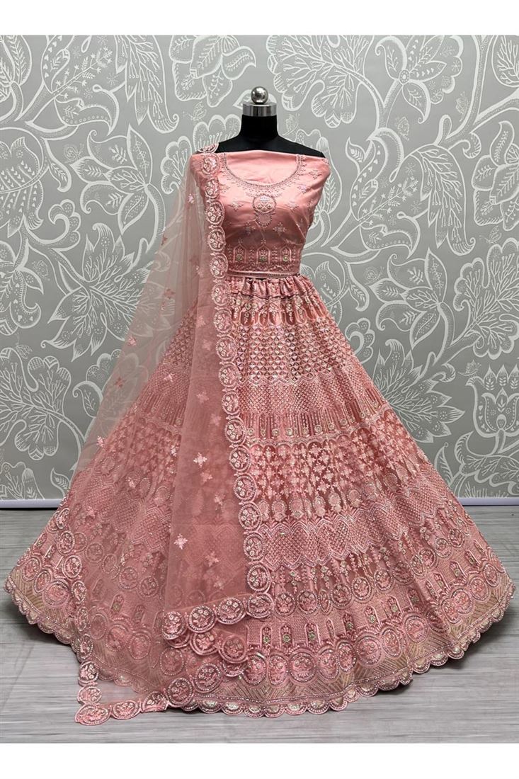 Net Fabric Pink Color Wedding Look Winsome Bridal Lehenga