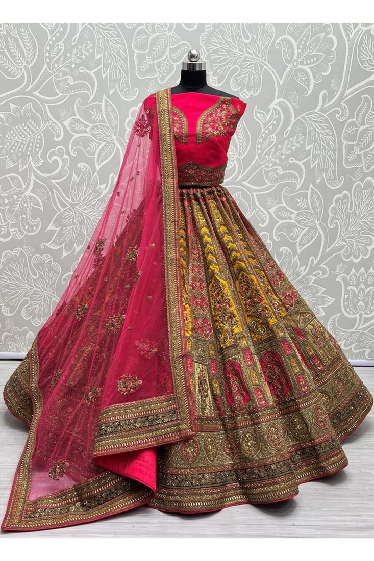 Yellow Color Heavy Look Embroidered Work On Silk Fabric Beatific Bridal Lehenga Choli