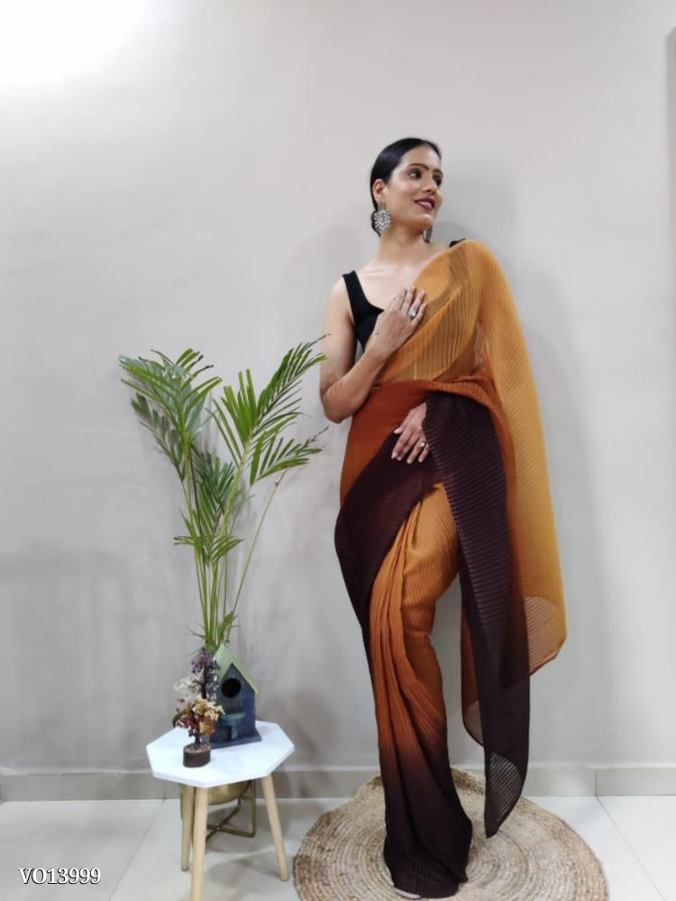 फॉक्स जॉर्जेट वर्क पैडिंग 2 शेड्स और स्टिच ब्लाउज सभी साइज़ उपलब्ध