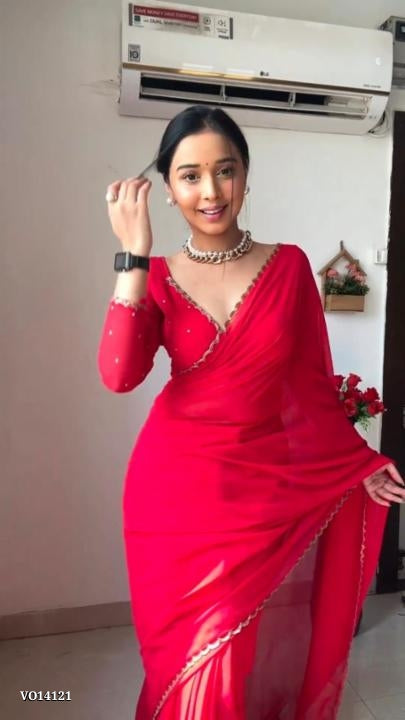 शुद्ध गोरगेट हस्तकला, फैंसी कटवर्क बॉर्डर के साथ ब्लाउज पीस के साथ