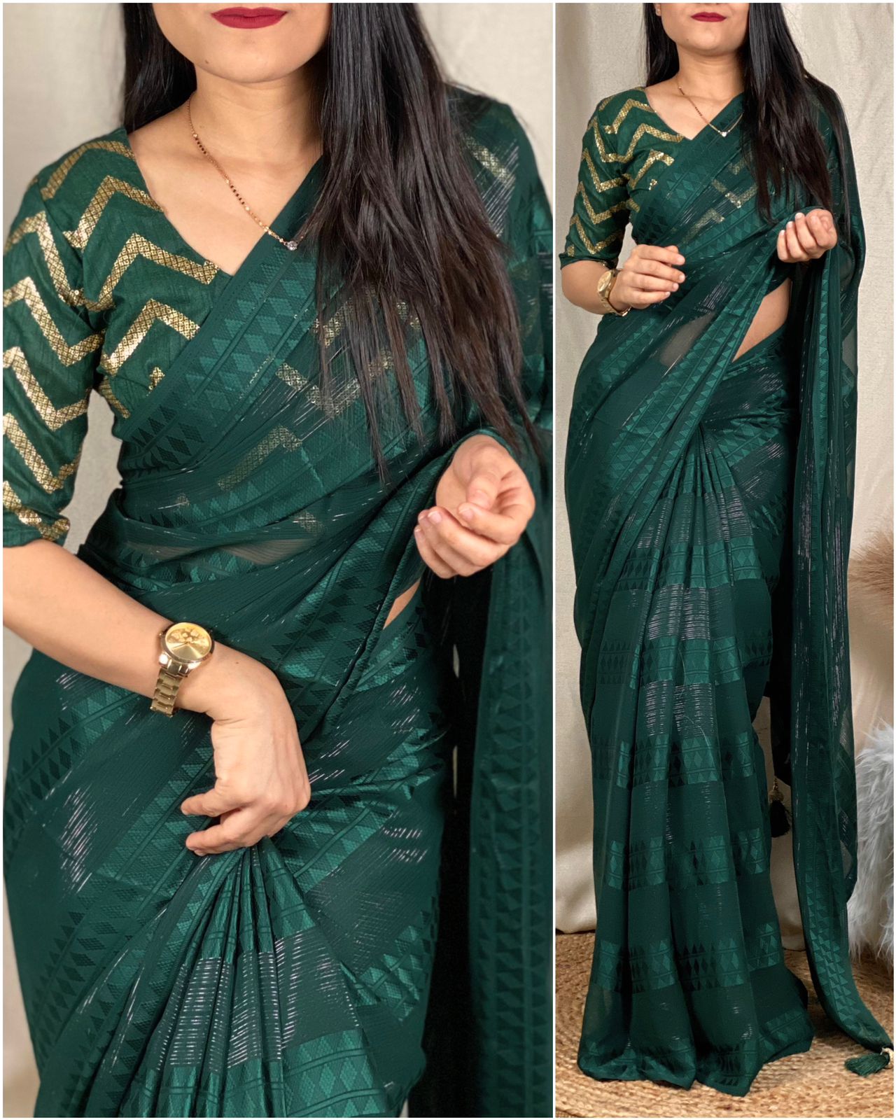 Zari Lining Designer Georgette Saree