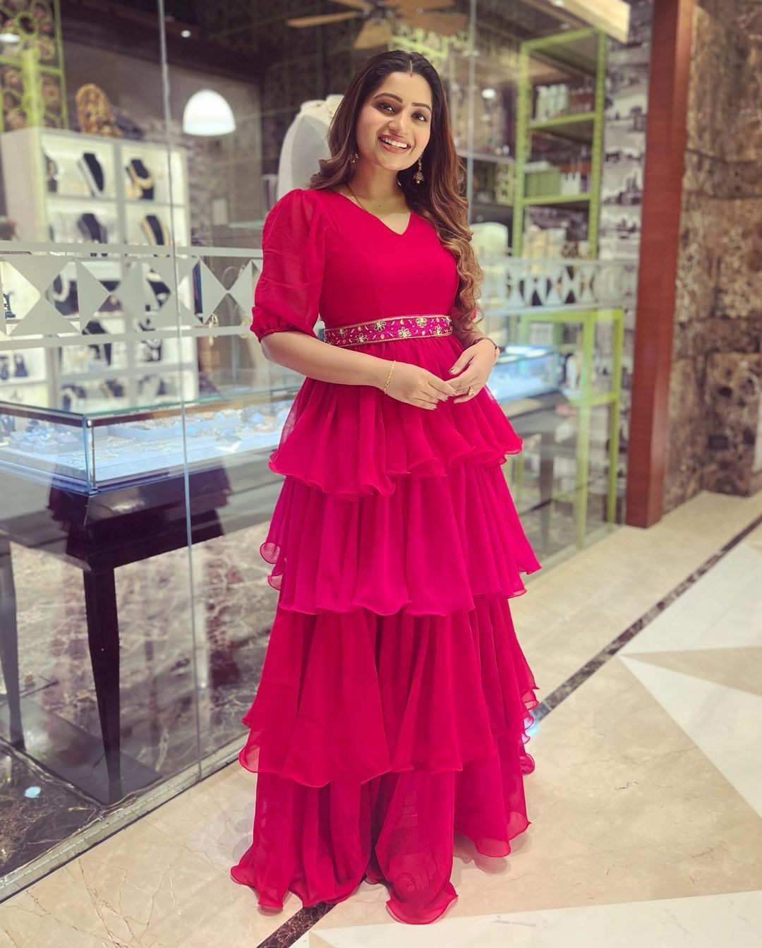 Pink Designer Ruffle Gown Dress for Women, Party Wear Dress, Dress for Evening,Wedding Wear Gown,Indian Outfit,Ready to Wear,Dress for Girls