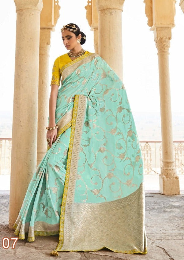 Miss Mint Rich Dola Silk Banarasi Saree