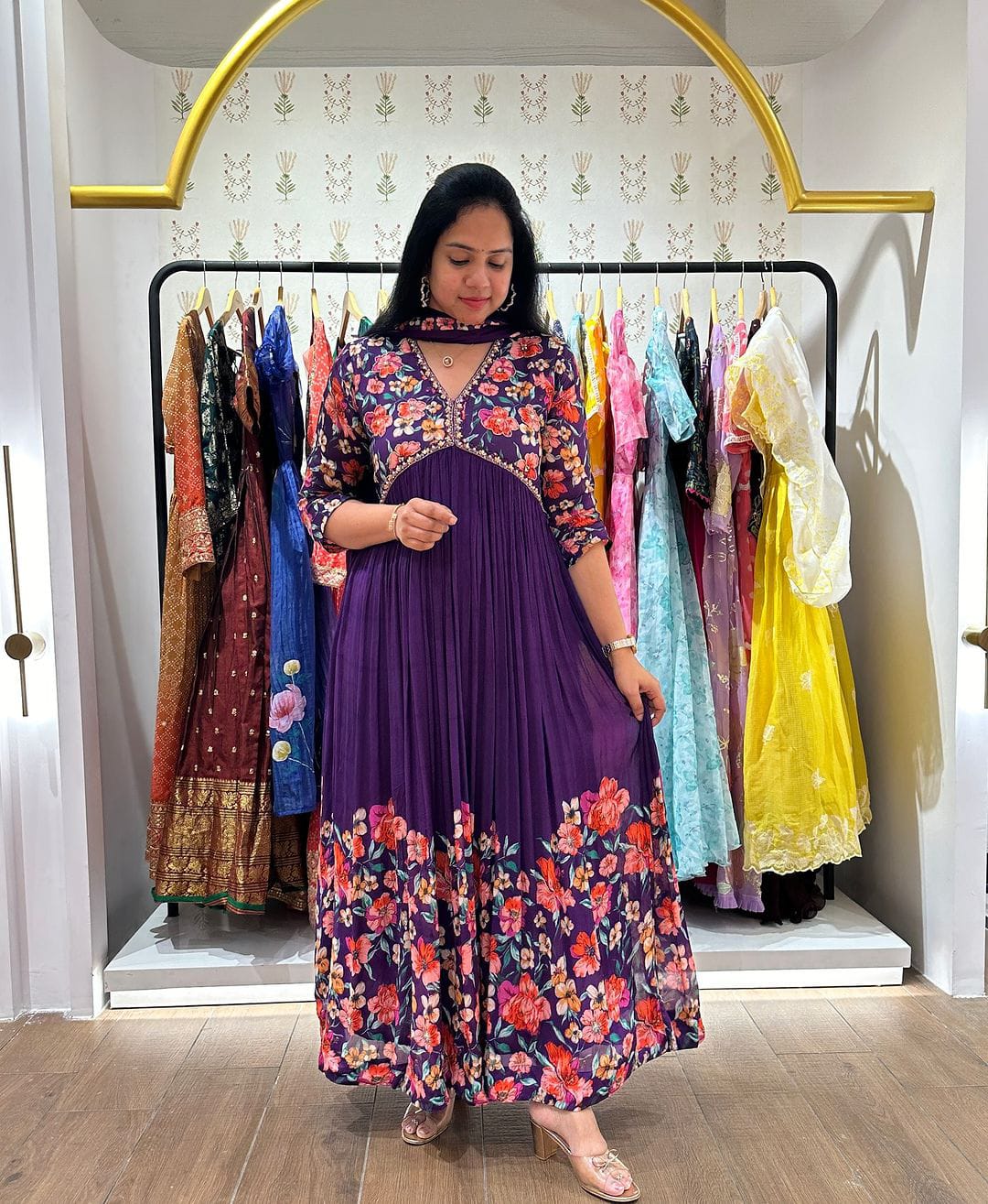 Purple Alia Cut Frock Purple Alia Cut Frock