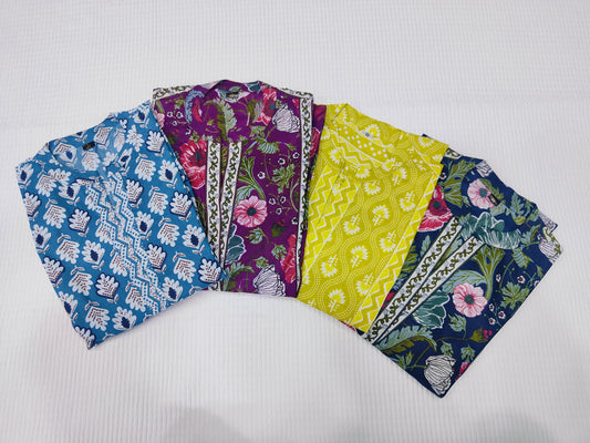 सिल्वी पीला नीला पुष्प मुद्रित पश्चिमी शीर्ष संग्रह