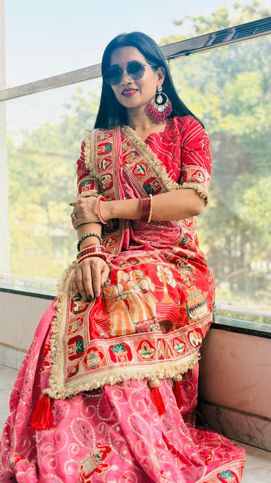 तुलसी - वट सावित्री स्पेशल साड़ी सती सावित्री साड़ी महिलाओं की साड़ीगुलाबी गुलाबी