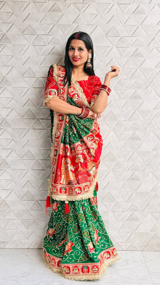 तुलसी - वट सावित्री स्पेशल साड़ी सती सावित्री साड़ी महिलाओं की साड़ी हरा