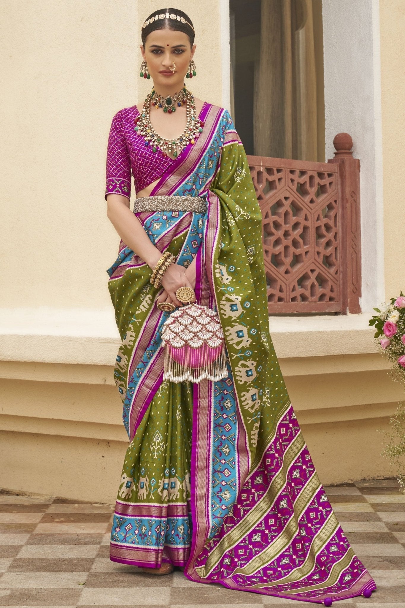 Adorable Green Color Function Wear Patola Silk Design Printed Saree - SareesAdorable Green Color Function Wear Patola Silk Design Printed Saree