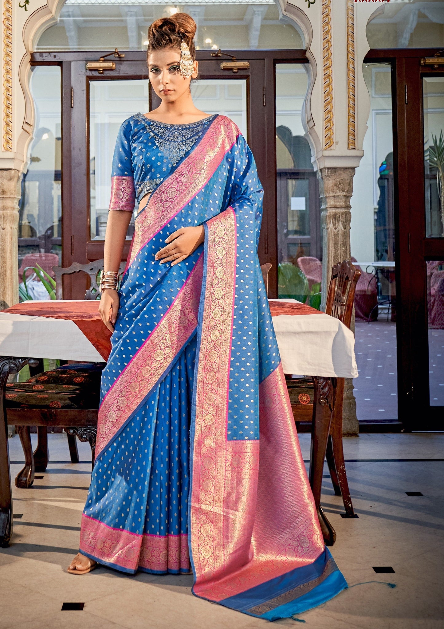 Azure Blue Banarasi Silk Saree