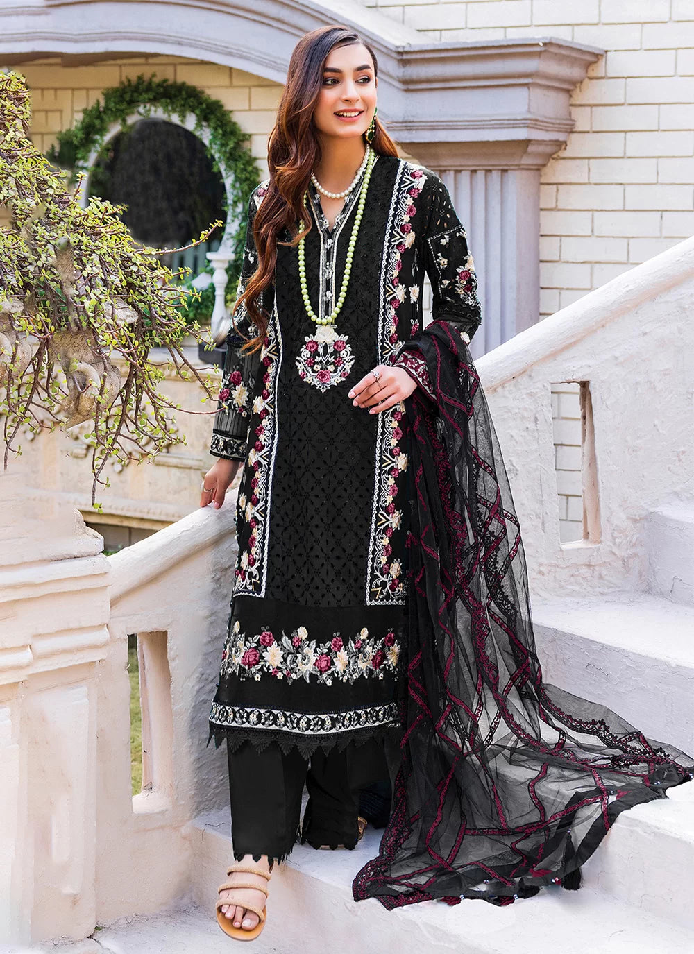 Black Georgette Embroidered Work Salwar Suit For Ceremonial