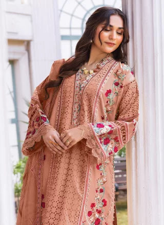 Brown Georgette Embroidered Work Pakistani Salwar Suit For Ceremonial