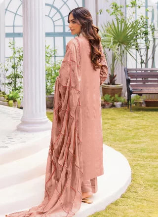 Brown Georgette Embroidered Work Pakistani Salwar Suit For Ceremonial