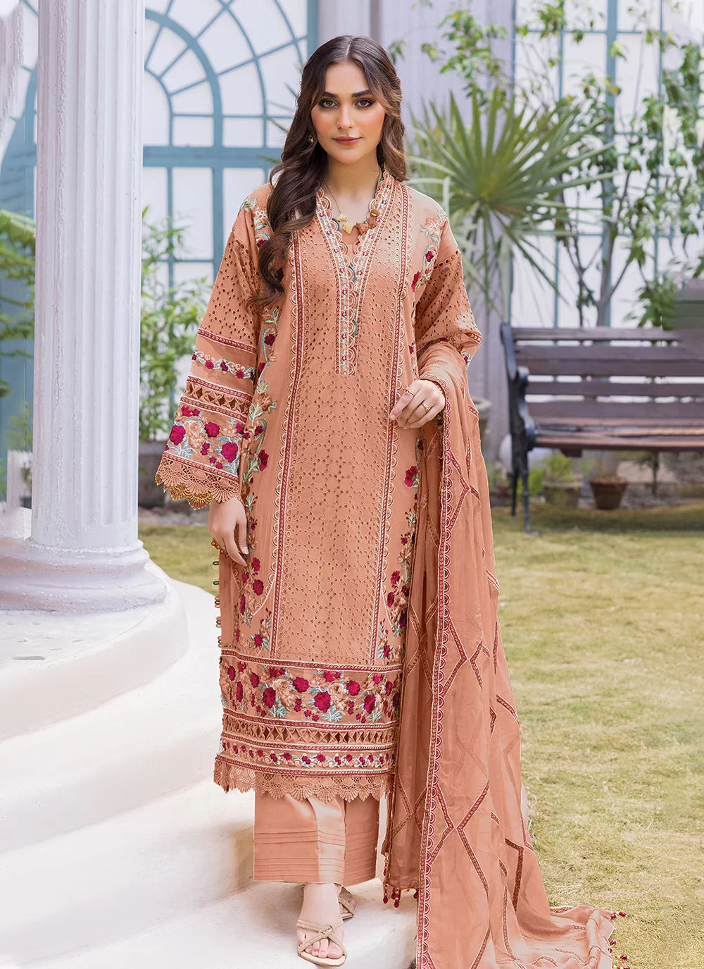 Brown  Georgette Embroidered Work Pakistani Salwar Suit For Ceremonial