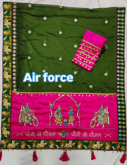 AIR FORCE Fauji Ki Faujan Premium Edition Theme Saree