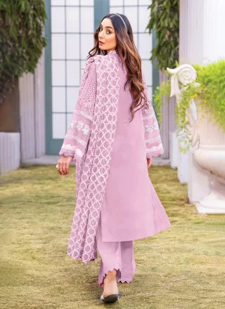 Pink Georgette Salwar Suit With Embroidered Work For Women