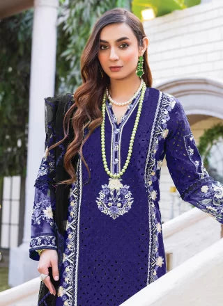 BLUE Georgette Pakistani Salwar Suit With Embroidered Work