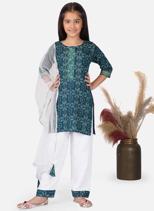 Green Cotton Salwar Suit With Embroidered Work For Ceremonial